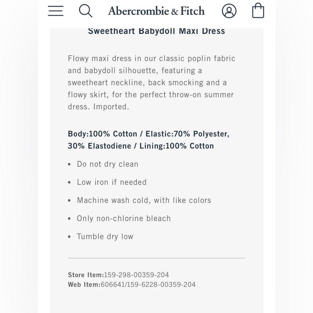 Abercrombie & Fitch Poplin Babydoll Maxi Dress - Picture 7 of 7